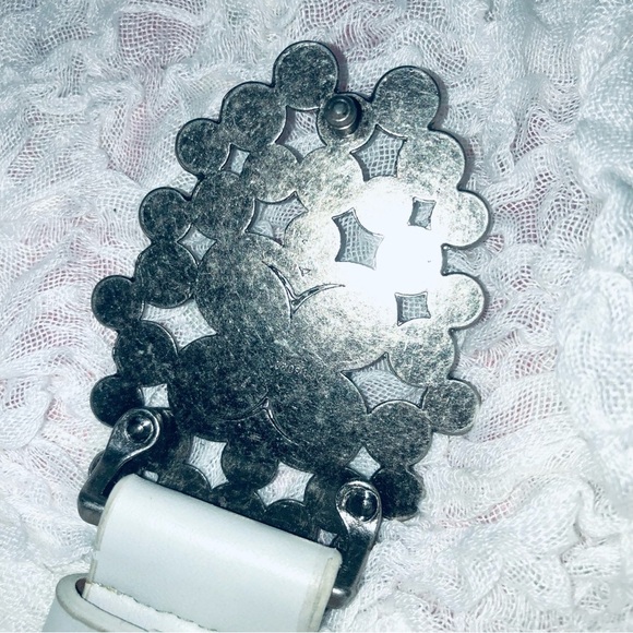Elegant White Belt with Turquoise and Silver Buckle Ricki’s xl. Gently loved. - Picture 4 of 7